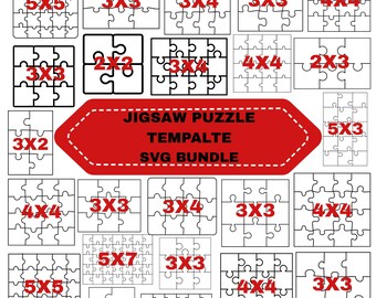 Jigsaw Puzzle Templates SVG Bundle: Laser Cut Files(Digital Download)