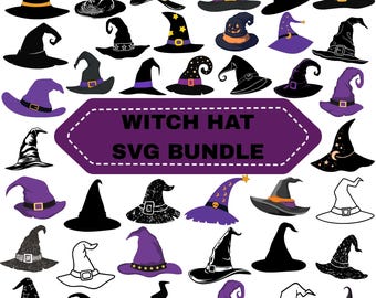 Witch Hat SVG Bundle: Halloween Clipart,Silhouette,SVG Cut Files for Cricut(Digital Download)