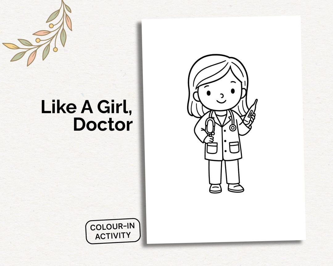 Doctor Coloring Page – Empowering Girls, STEM Career (digital Download ...