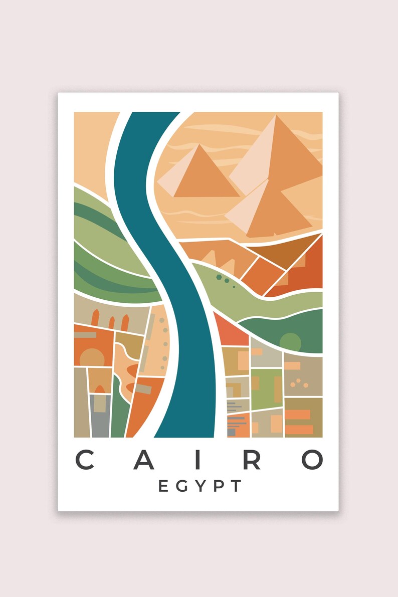 Cairo Map Print | Abstract City Art | Egypt Wall Decor | Travel Gift ...