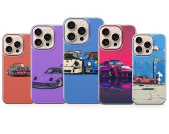 Porsche retro phone case 911 GT3 RS snoopy themed for iPhone 17Pro 16 15 14 13 Samsung S25 FE, S24, S23Fe S22 A17 A26 A56 Pixel 10 9