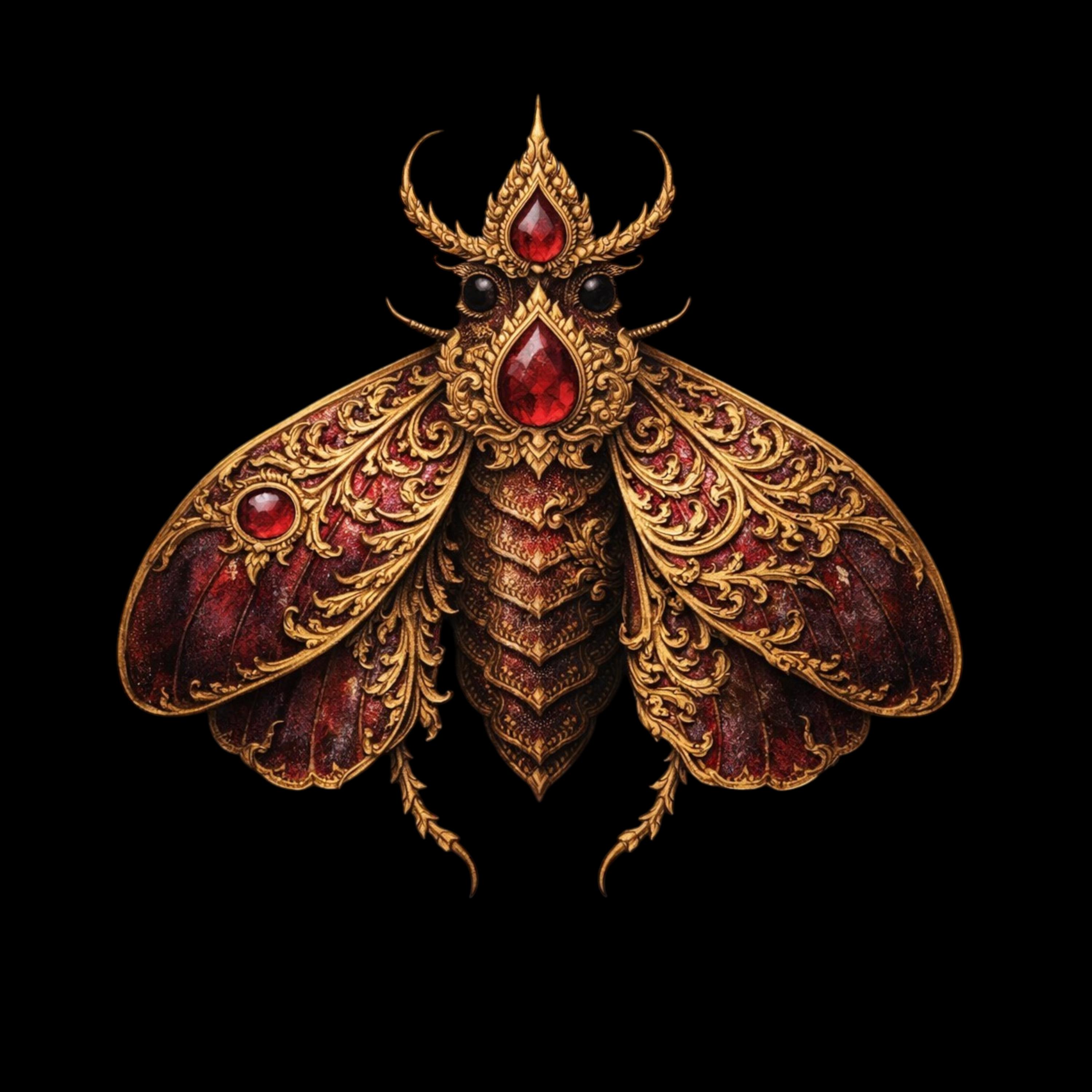 Ruby Moth PNG Red Jewel Moth Clipart Gold Ornate Insect Illustration - Etsy