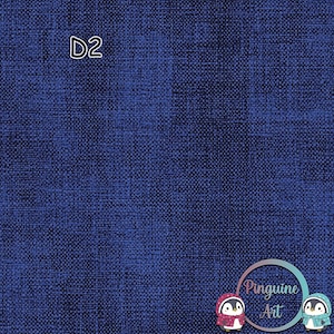 Könnte beinhalten: Nahaufnahme eines strukturierten, dunkelblauen Stoffes mit gewebter Optik. Der Text "D2" befindet sich in der oberen linken Ecke. Die untere rechte Ecke zeigt ein Logo mit dem Text "Pinguine Art" und zwei Cartoon-Pinguinen.