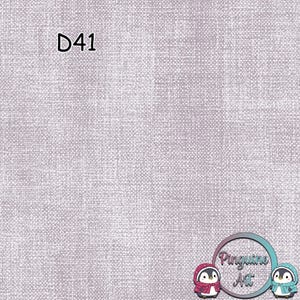 Op de afbeelding: Een lichtgrijze stof met een textuurweefpatroon. De tekst "D41" staat in de linkerbovenhoek. De rechter benedenhoek heeft een logo met twee cartoonpinguïns en de woorden "Pinguine Art".