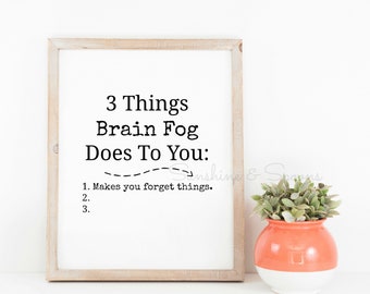 3 Things Brain Fog Does to You Spoonie Printable Print Art