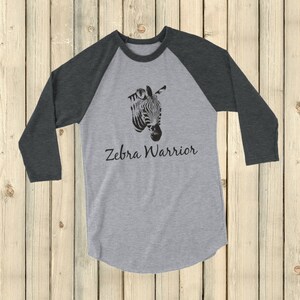 I Am a Zebra Warrior Rare Disease Ehlers Danlos EDS 3/4 Sleeve Unisex Raglan - Choose Color