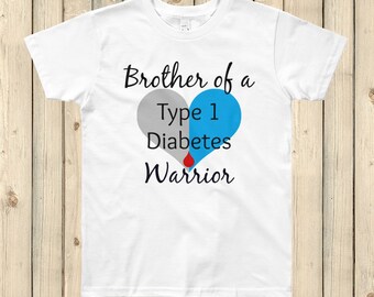 Brother of a Type 1 Diabetes Warrior T1D Kids' Shirt - Choose Color