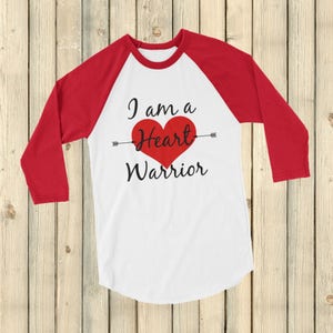 I am a Heart Warrior CHD Heart Defect 3/4 Sleeve Unisex Raglan - Choose Color