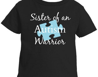 Sister of an Autism Warrior Awareness Puzzle Piece Kids' Shirt - Choose Color