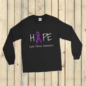 Hope Ribbon for Cystic Fibrosis Awareness Unisex Long Sleeved Shirt - Choose Color