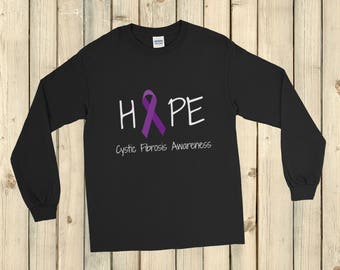 Hope Ribbon for Cystic Fibrosis Awareness Unisex Long Sleeved Shirt - Choose Color