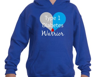 I am a Type 1 Diabetes Warrior T1D Kids' Youth Hoodie Sweatshirt - Choose Color