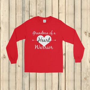 Grandma of a Heart Warrior CHD Heart Defect Unisex Long Sleeved Shirt - Choose Color
