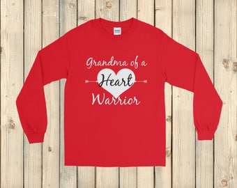 Grandma of a Heart Warrior CHD Heart Defect Unisex Long Sleeved Shirt - Choose Color