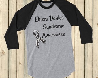 Ehlers Danlos Syndrome EDS Awareness 3/4 Sleeve Unisex Raglan - Choose Color