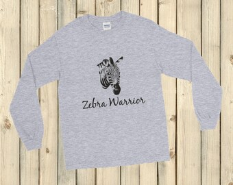 I Am a Zebra Warrior Rare Disease Ehlers Danlos EDS Unisex Long Sleeved Shirt - Choose Color