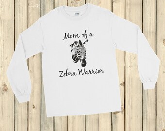 Mom of a Zebra Warrior Rare Disease Ehlers Danlos EDS Unisex Long Sleeved Shirt - Choose Color