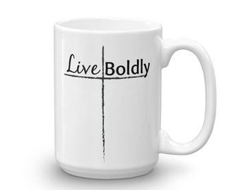 Live Boldly Cross Coffee Tea Mug - Choose Size