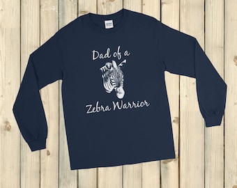 Dad of a Zebra Warrior Rare Disease Ehlers Danlos EDS Unisex Long Sleeved Shirt - Choose Color