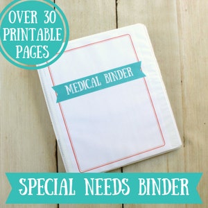 Special Needs Medical Binder Printables 32 Pages Instant Download Feeding Tube, Medically Complex, Autism, Cerebral Palsy, Down Syndrome image 1