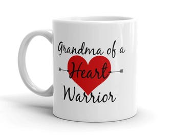 Grandma of a Heart Warrior CHD Heart Defect Coffee Tea Mug - Choose Size