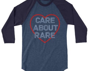 Care About Rare Disease 3/4 Sleeve Unisex Raglan - Choose Color