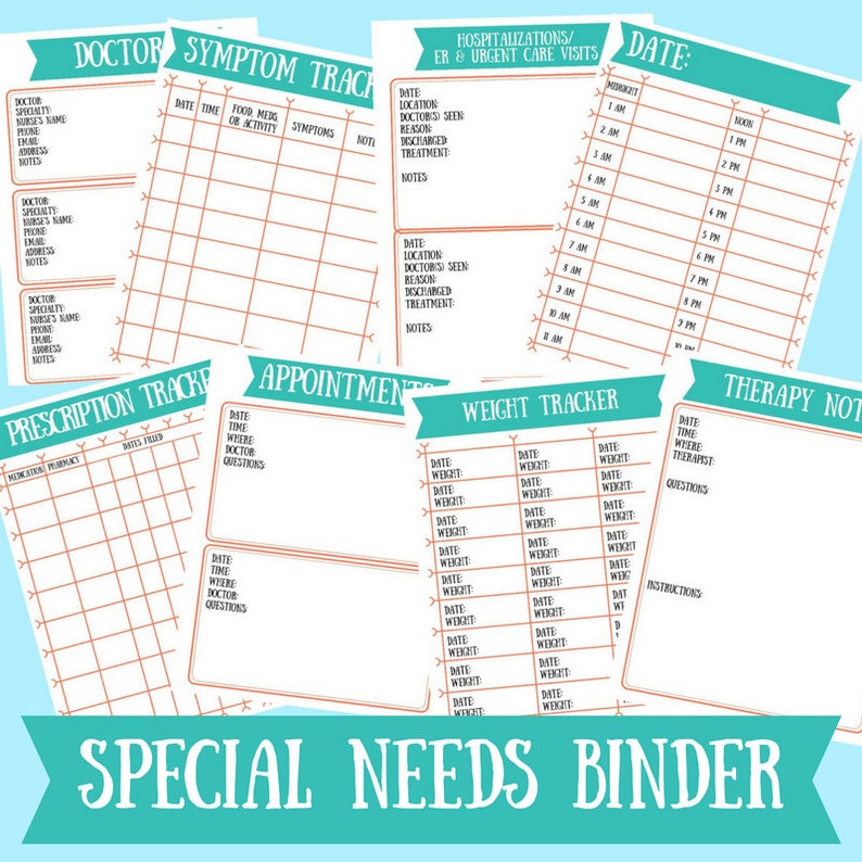 Special Needs Medical Binder Printables 32 Pages Instant Download Feeding Tube, Medically Complex, Autism, Cerebral Palsy, Down Syndrome image 2