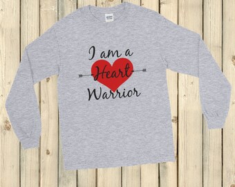 I am a Heart Warrior CHD Heart Defect Unisex Long Sleeved Shirt - Choose Color