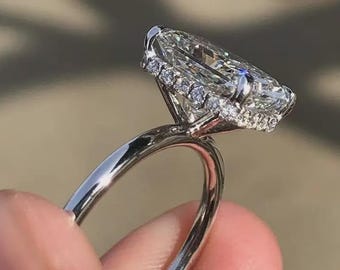 Anillo de compromiso de moissanita de corte radiante de 3 quilates, anillo de aniversario de oro macizo de 10 k, 14 k y 18 k para mujer, anillo de promesa de propuesta.