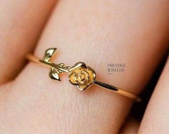 Anello My Forever Rose / Anello a forma di rosa intagliato a mano in oro 14 carati / Anello di fidanzamento floreale vintage / Gioielli floreali unici / Regalo romantico per lei