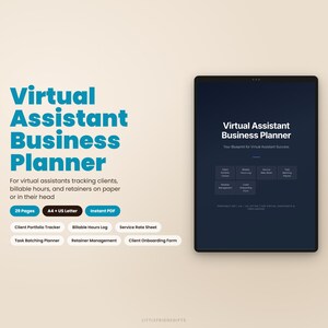 バーチャルアシスタントプランナー｜請求可能時間ログ、クライアントトラッカー、リテーナーログ｜印刷可能なPDF