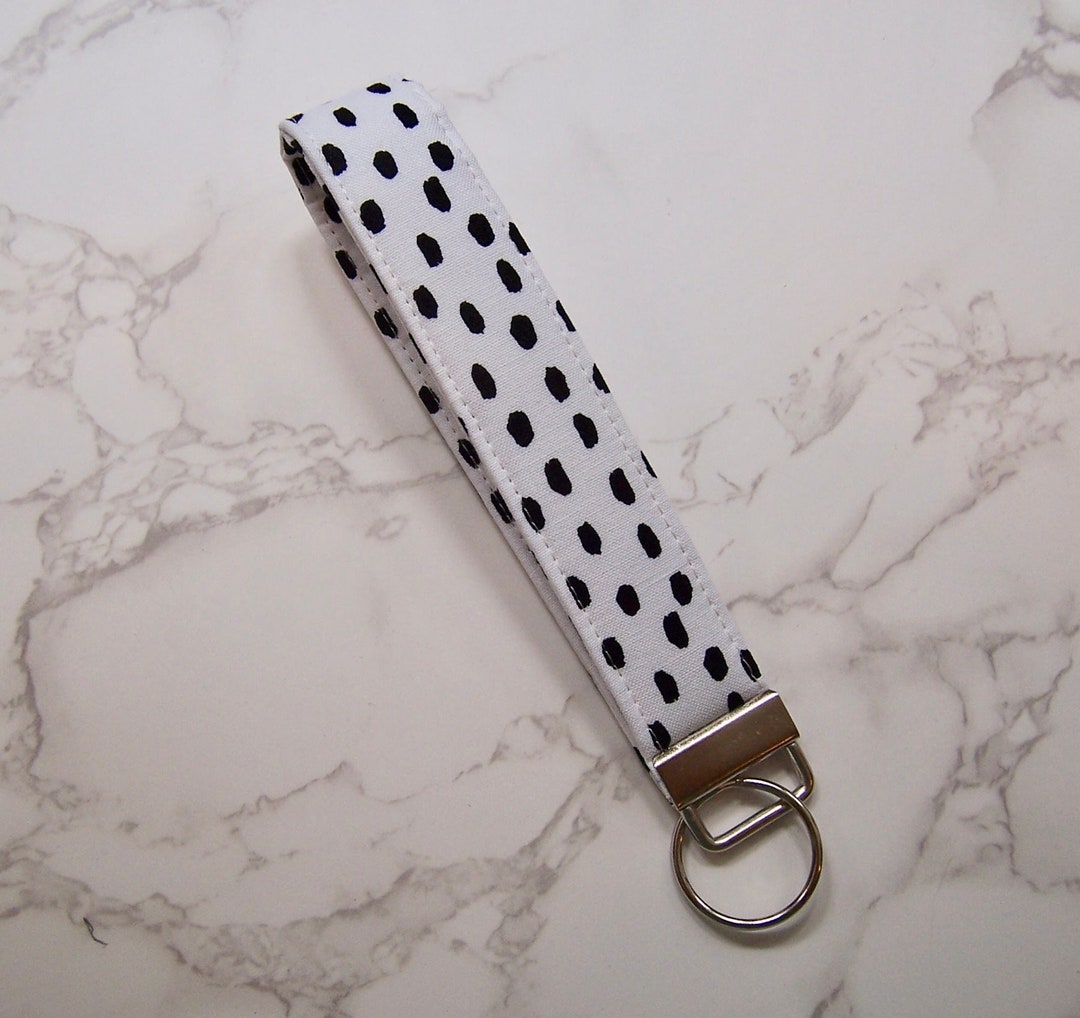 Pretty Key Fob in a Modern Black and White Fabric , Preppy Key Strap ...