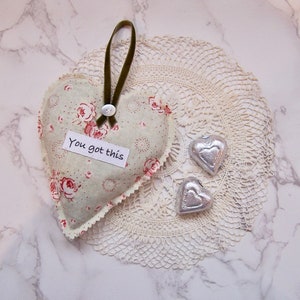Hanging Heart Lavender sachet -You got this -gift for her - Country house decor- room freshener-  Sachet pillow - encouragement - heart
