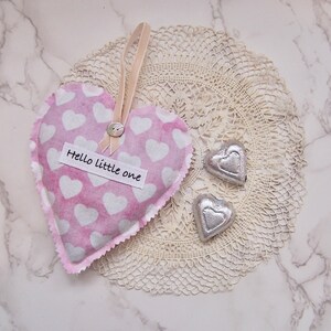 Hanging Heart Lavender sachet -Hello little one -New baby - Country house decor- room freshener-  Sachet pillow - nursery - heart