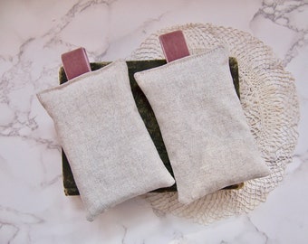 A set of two large lavender sachets - velvet hanging tap - natural linen-generous amount of lavender - Gift for a friend or a wedding-relax