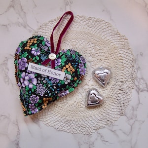 Hanging Heart Lavender sachet - maid of honor - Country house decor- room freshener-  Sachet pillow- Bridesmaid gift - car fresh - heart