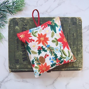 Christmas Poinsettia Sachet: Maine Balsam Fir Hanging Pillow