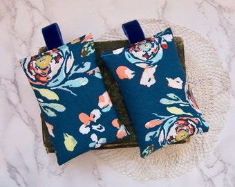 A set of two large lavender sachets - velvet hanging tap - blue fabric-generous amount of lavender - Gift for a friend or a wedding-relax