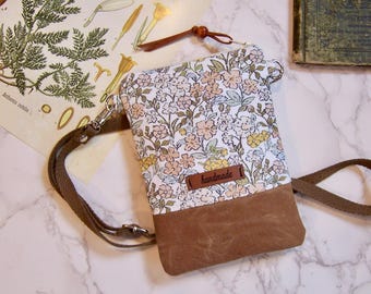 Floral Cellphone Crossbody Bag, Small Passport Purse, Everyday Phone Pouch