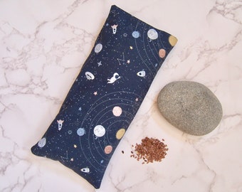 Relaxing eye pillow filled with flaxseeds and a hint of lavender - out of space fabric - Ready for gift giving- sleep aid-removable cover