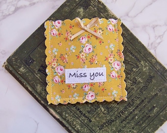 Fabric Tea Wallet with the words miss you : Earl Grey Tea Bag Holder, Small Gift