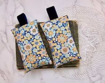 Vintage looking in blue lavender -set of two sachets-velvet hanging tab -generous amount of lavender - Gift for a friend or a wedding-relax