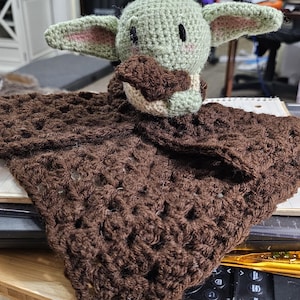 Handmade Crochet Baby Alien Lovey Rattle – Soft Security Blanket