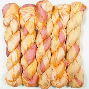 Sari Seidenband (100g/50yards) - Pfirsich/Lachs #1068