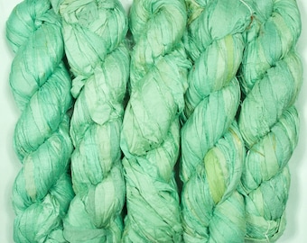 Sari Silk Ribbon (100g/50yards) - Light Emerald Shades #1075