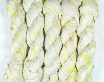 Sari Silk Ribbon (100g/50yards) - Bright Yellow Stained  #1091