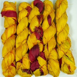 Sari Silk Ribbon (100g/50yards) -Bright Orange shades #966