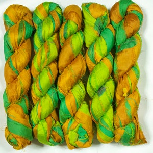 Sari Silk Ribbon (100g/50yards) - Orange/Apfel shades #1029