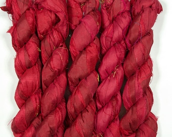 Sari Silk Ribbon (100g/50yards) - Burgundy Shades #1052