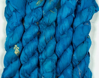 Sari Silk Ribbon (100g/50yards) - Blue Shades #1043